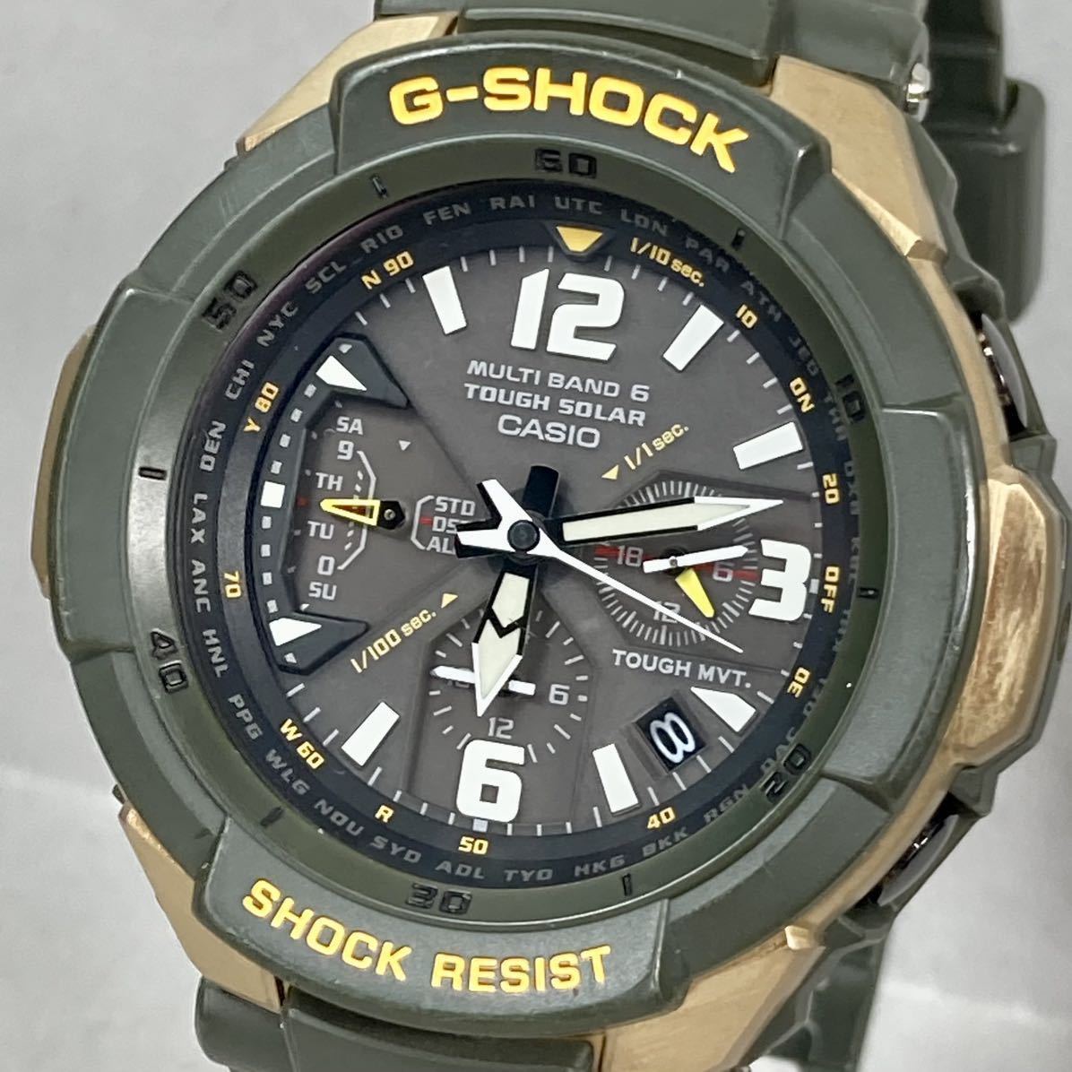 美品G-SHOCK GW-3000G-1AJF グラビティマスター スカイコックピット タフソーラー 電波受信 電波ソーラー マルチバンド6 カッパーゴールド 