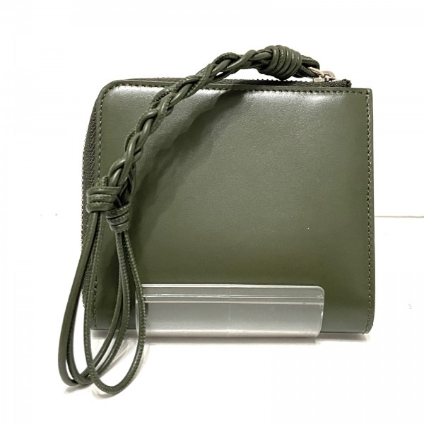 JIL SANDER レザー ビジネスバッグ ダークグリーン カーキ JIL SANDER ジルサンダー レザー 本革 三つ折り財布 SANDER