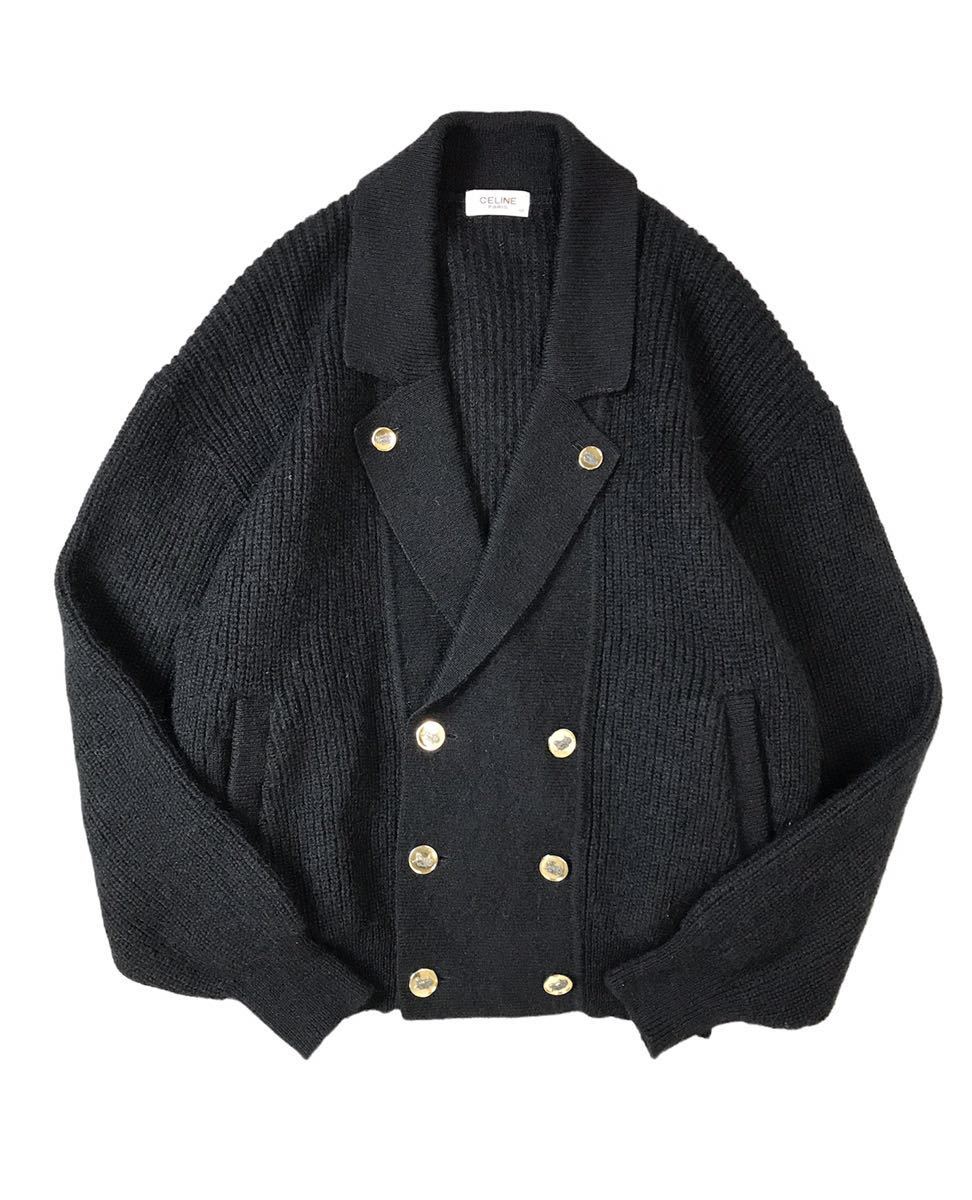D) CELINE セリーヌ VINTAGE ヴィンテージ 金ボタン モヘア ウール