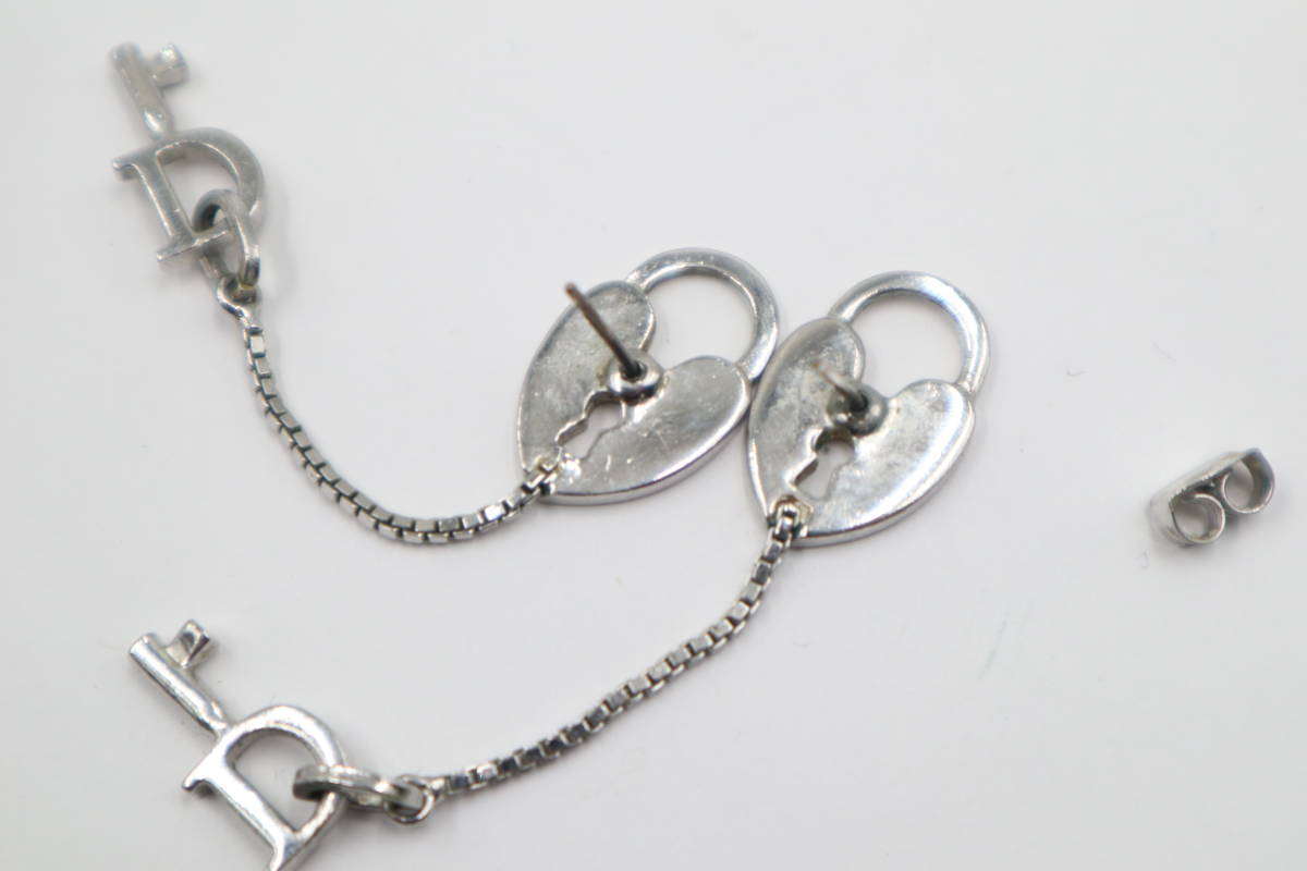 ☆Christian Dior ディオール ピアス ハート パドロック 錠 鍵モチーフ 