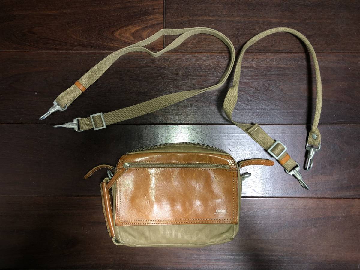 美品】吉田カバン PORTER ポーター キャンバス×レザー ベージュ