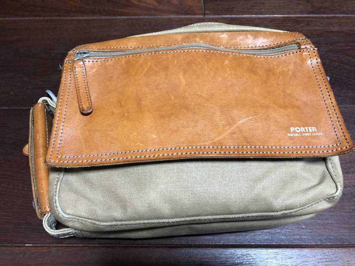 美品】吉田カバン PORTER ポーター キャンバス×レザー ベージュ