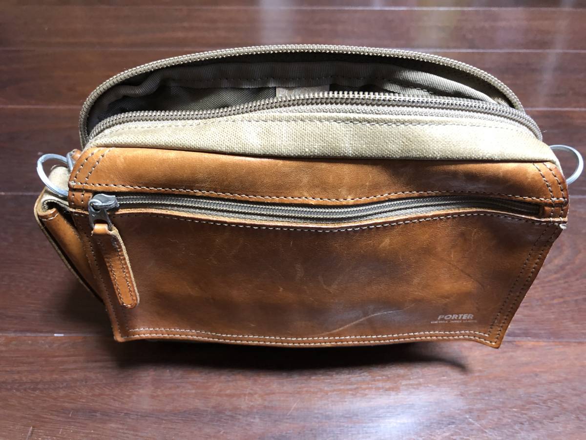 美品】吉田カバン PORTER ポーター キャンバス×レザー ベージュ