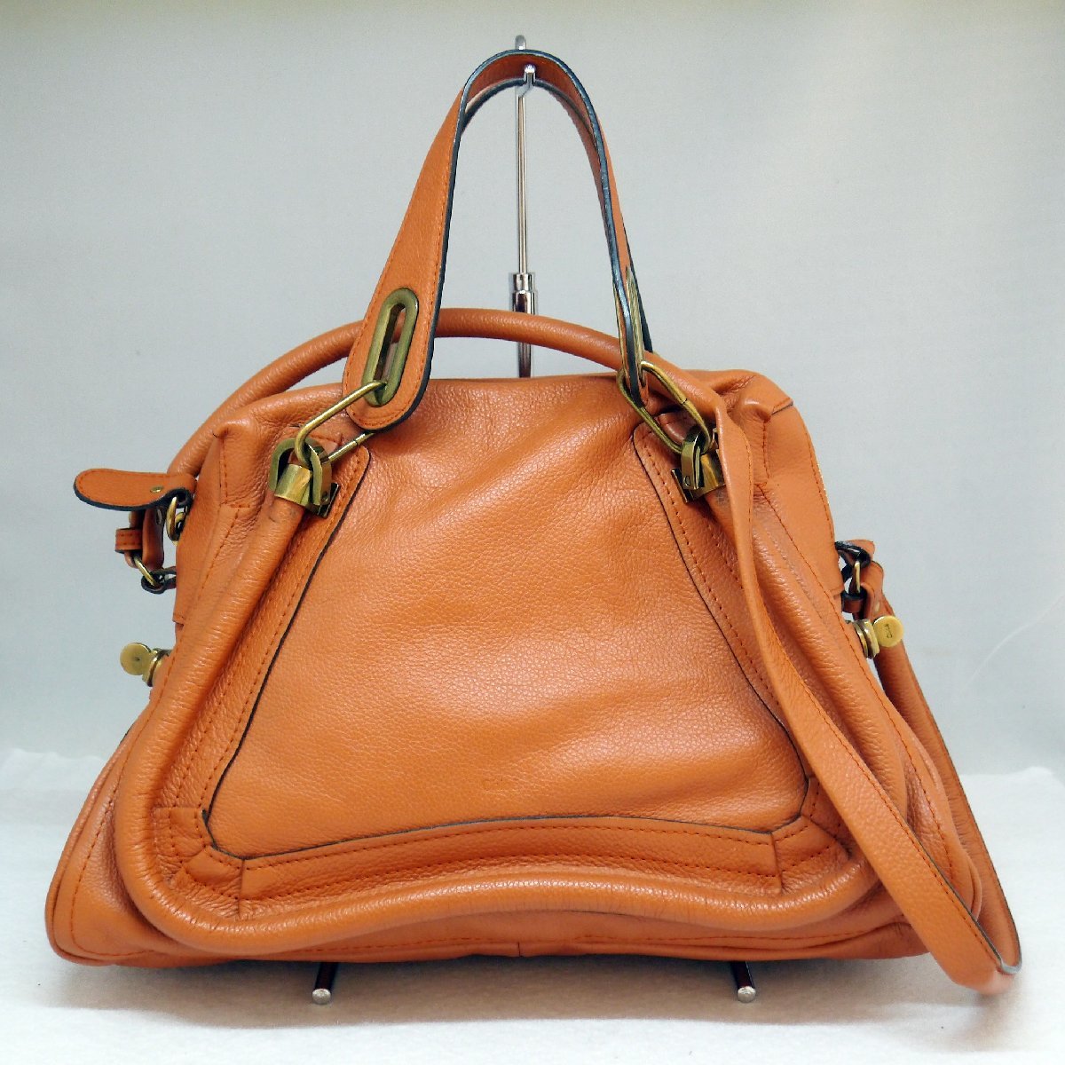 USED品・保管品 Chloe クロエ 2wayバッグ パラティ レザー オレンジ系 