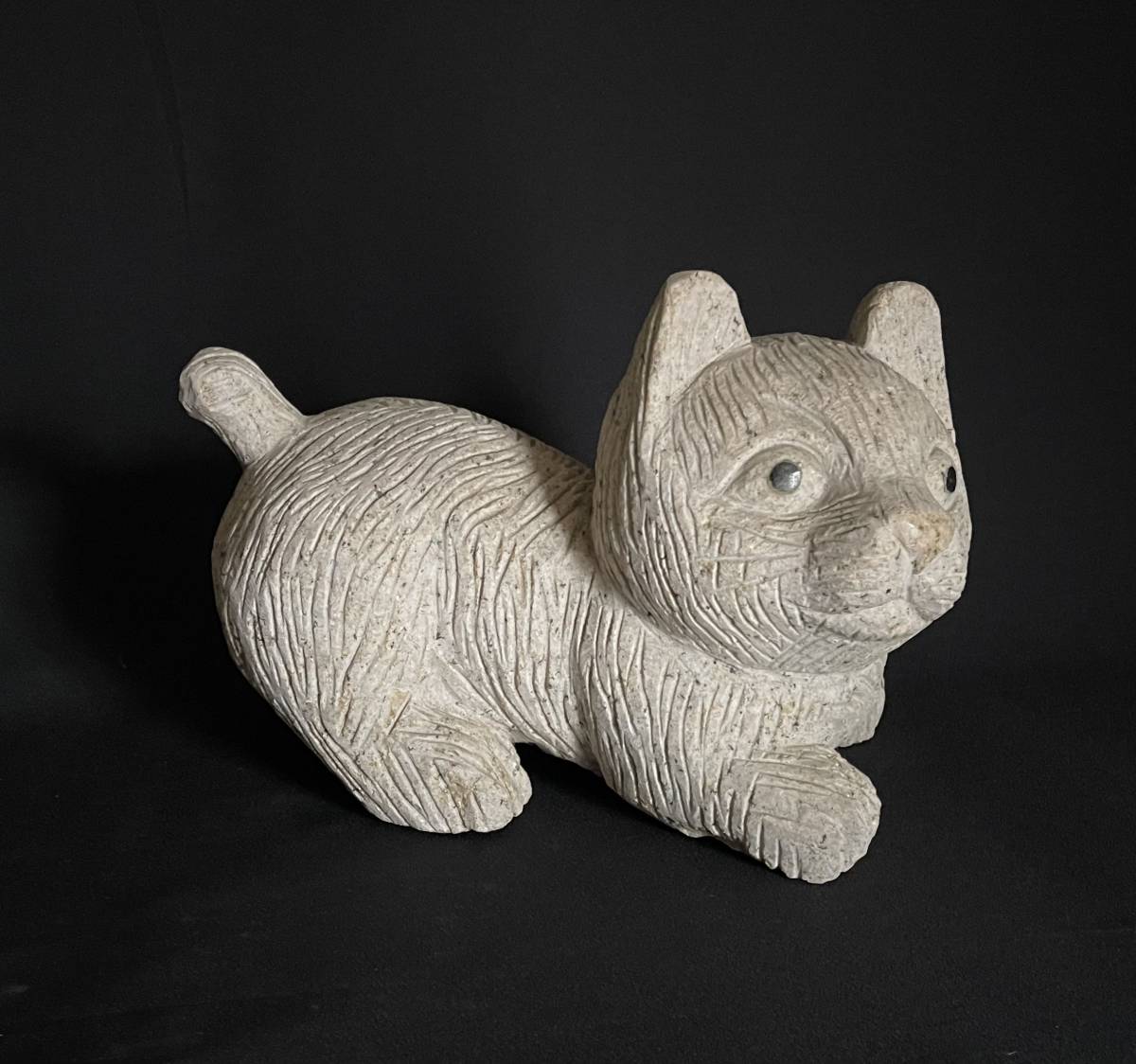 石像 猫 ネコ彫刻 石造 石材 みかげ石 彫刻 庭石 置物 造園 庭飾