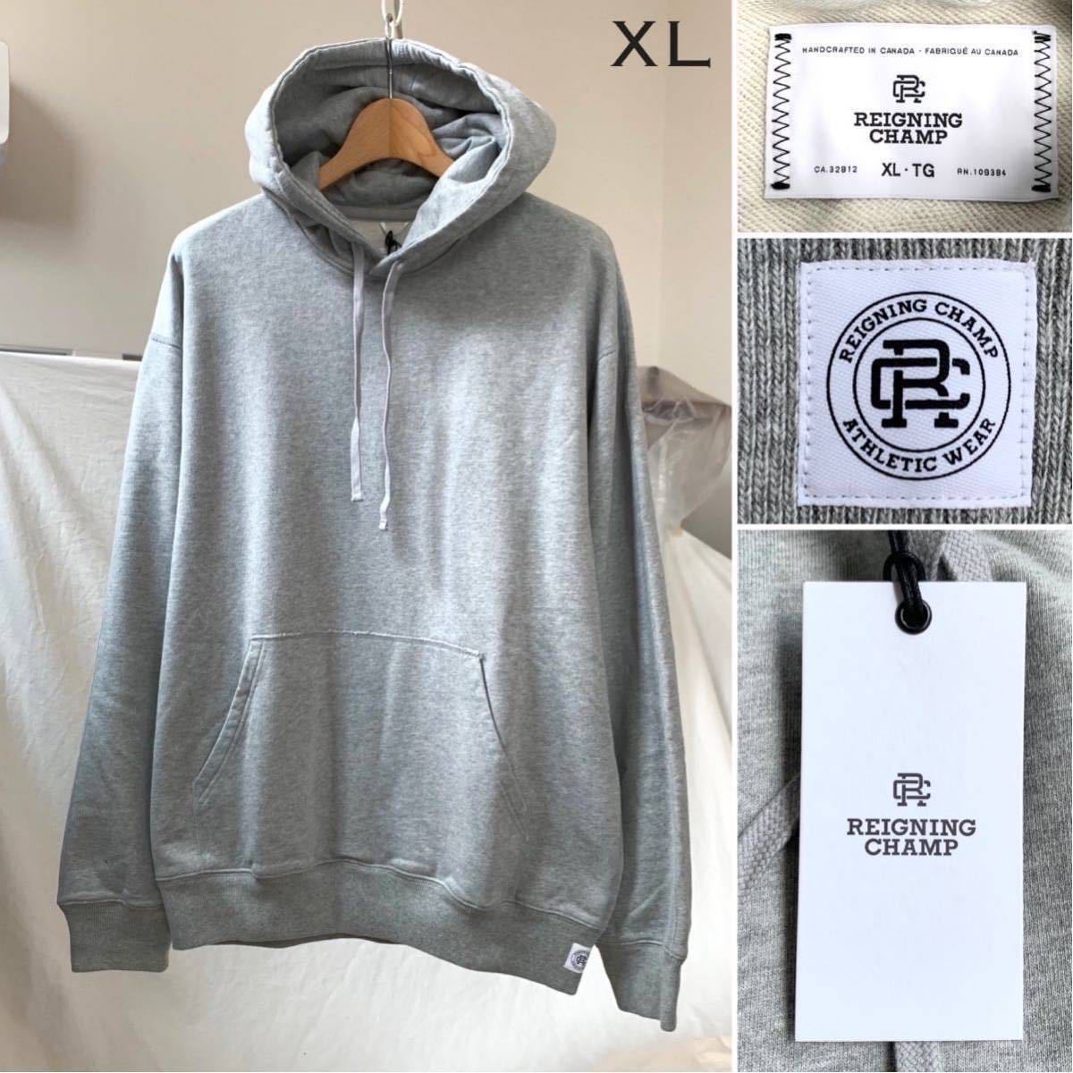 XL 新品 カナダ製 REIGNING CHAMP レイニングチャンプ ミッドウェイトテリー スウェット パーカー グレー RC-3719 フーディー 送料無料
