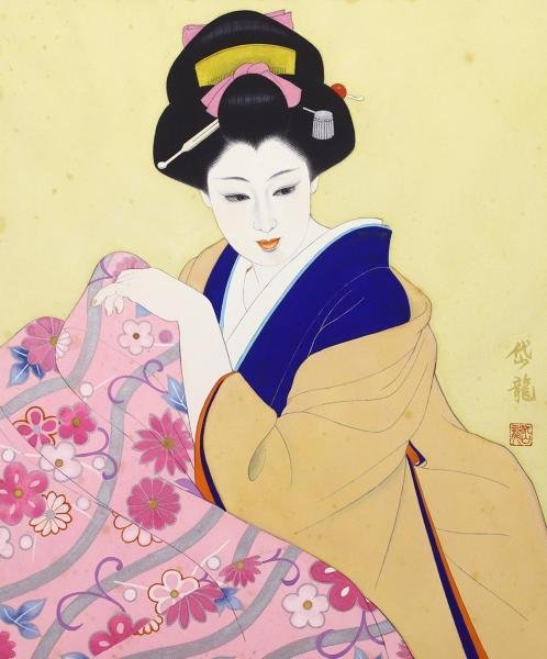 竹久夢二 Yahoo!オークション - 寿 額装 絵画 昭和12年加藤版画研究所