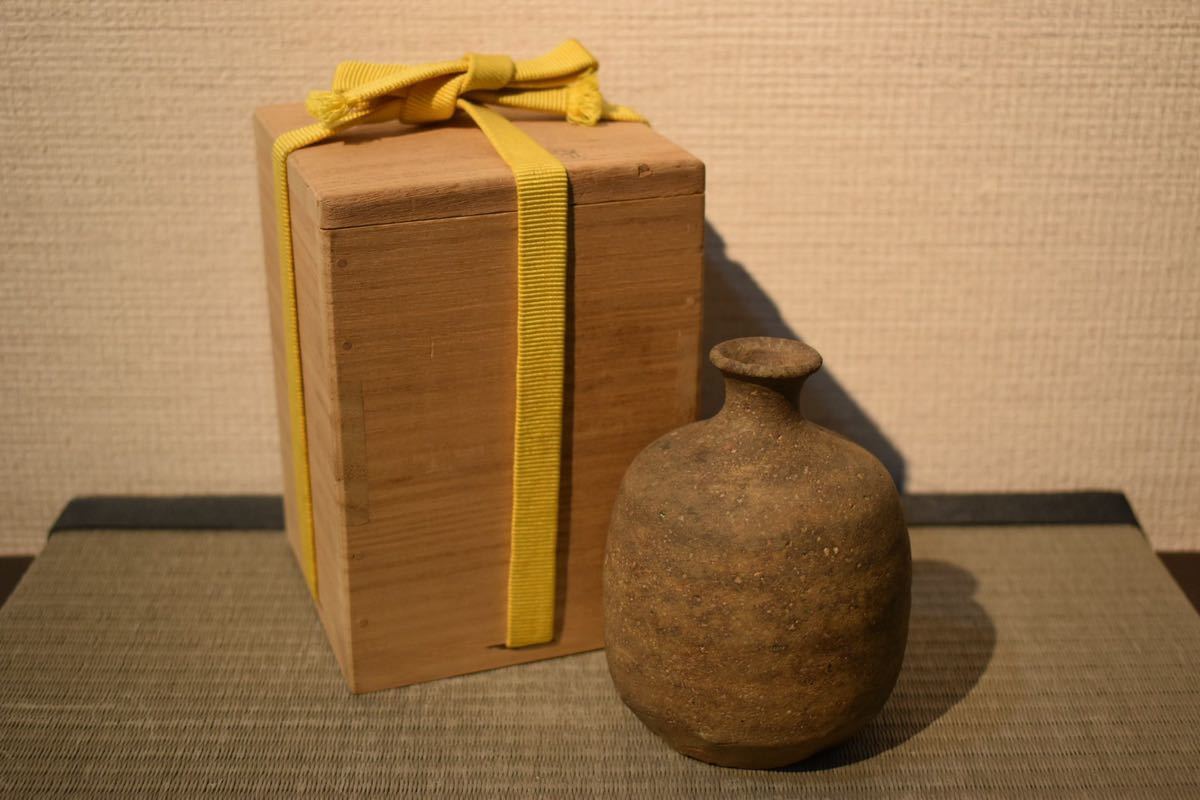 古備前螺香合 岡田宗叡 織箱 古備前のすべて掲載品 P.316 江戸時代初期 GE】Z800【コレクター所蔵品】岡田宗叡識箱 古備前茶入 /茶道具 日本
