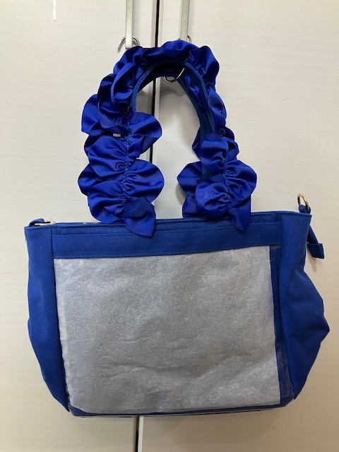 痛バッグ ビニールバッグ 痛バ トート キャンバス バッグ バッジ ザッカマート zakkamart A4 2WAY ハンドルフリル ロイヤルブルー 送料無料