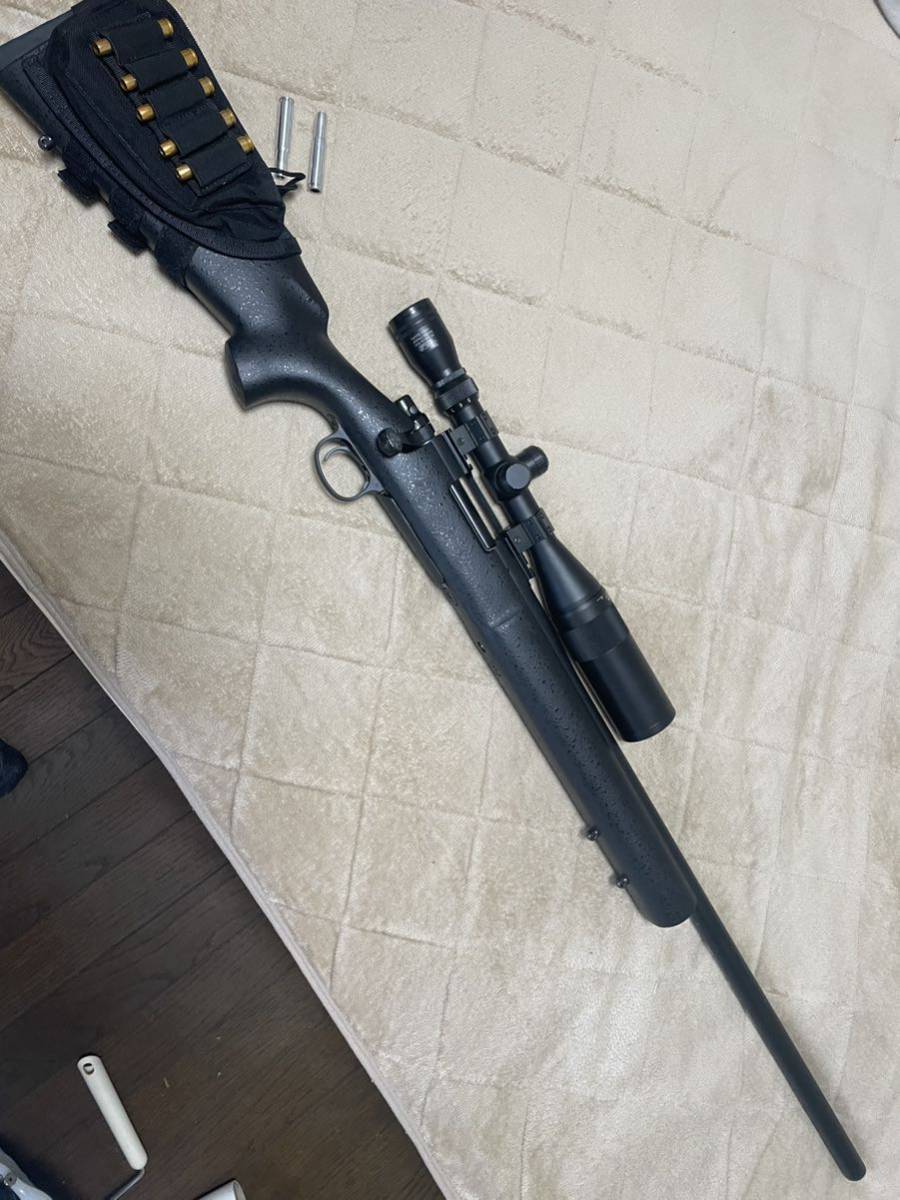 タナカ ガス ライフル M700 カートリッジモデル カート7発 ライフルスコープ ポウチ 付 作動良好