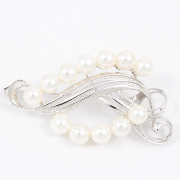 MIKIMOTO ミキモト フラワーリーフチーフ ブローチ シルバー/パール12
