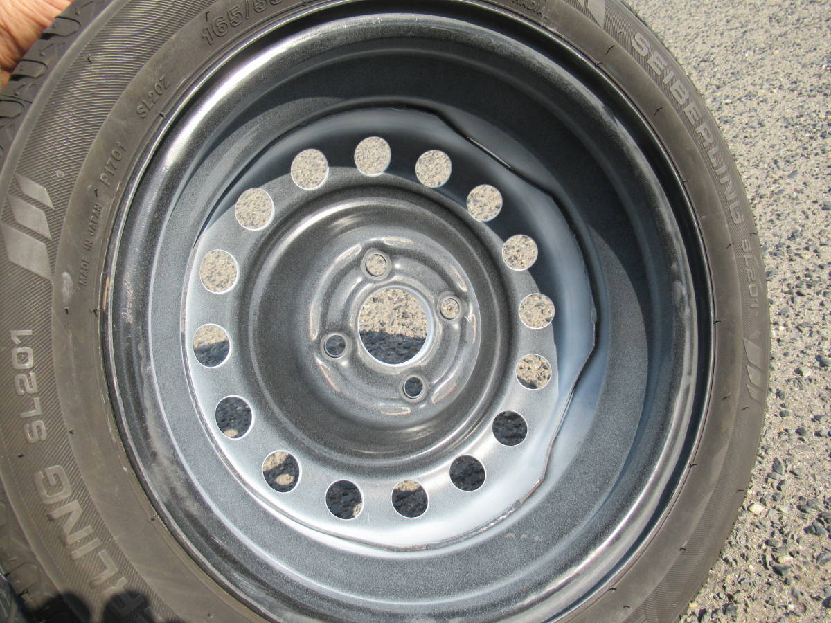 中古タイヤ☆165/55-14 165/55R14 日産純正 スチールホイール 鉄チン 