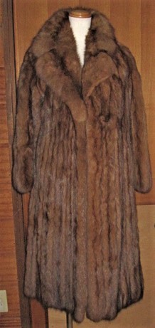 [中古]ミンクロングコート　ライトブラウン（薄茶） 着丈約108cm （7～9号位）