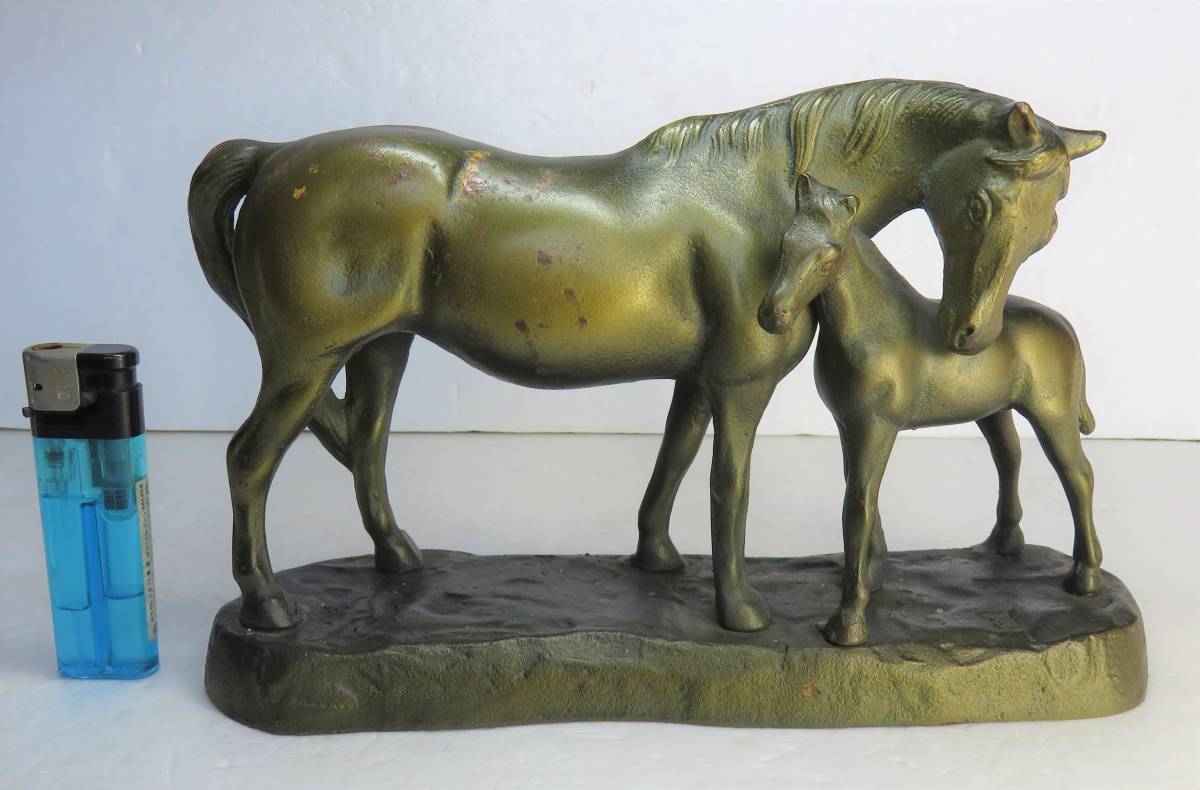 鉄製 馬の置物 馬 置物 鉄製 金属製 馬二匹の置物 約15cm