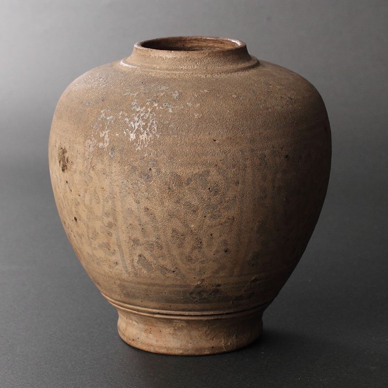 お得，大得価 委託HK◇時代 宋胡録鉄絵瓶（茶道具 寸古