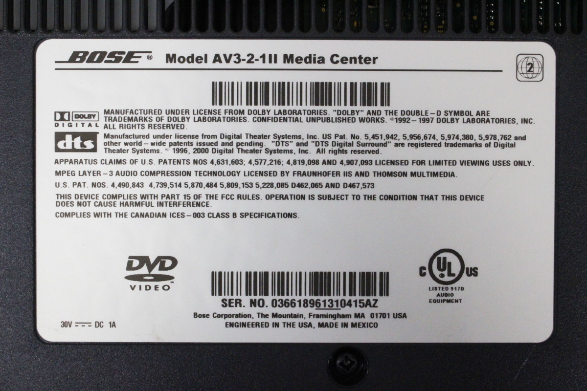 行董】 BOSE ボーズ ホームシアターシステム AV3-2-1 PS3-2-1 GTS-20 