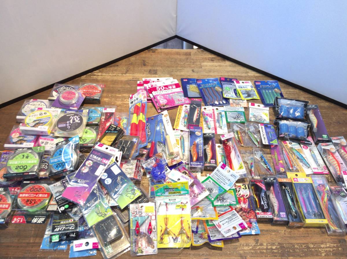 ■8456■未使用■120点セット■釣り道具 ルアー ワーム 釣り糸 錘 針 ダイソー DAISO 仕掛け まとめ