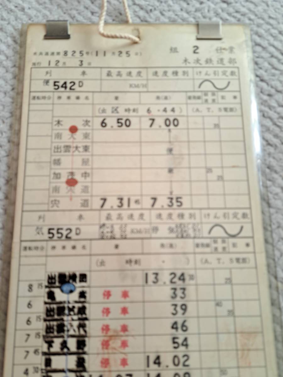 JR西日本 木次線 タブレット入り 運転士時刻表 DCB2仕業 【公式通販】