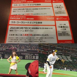 ソフトバンクホークス対広島5月31日（金）コカ・コーラシート通路側 