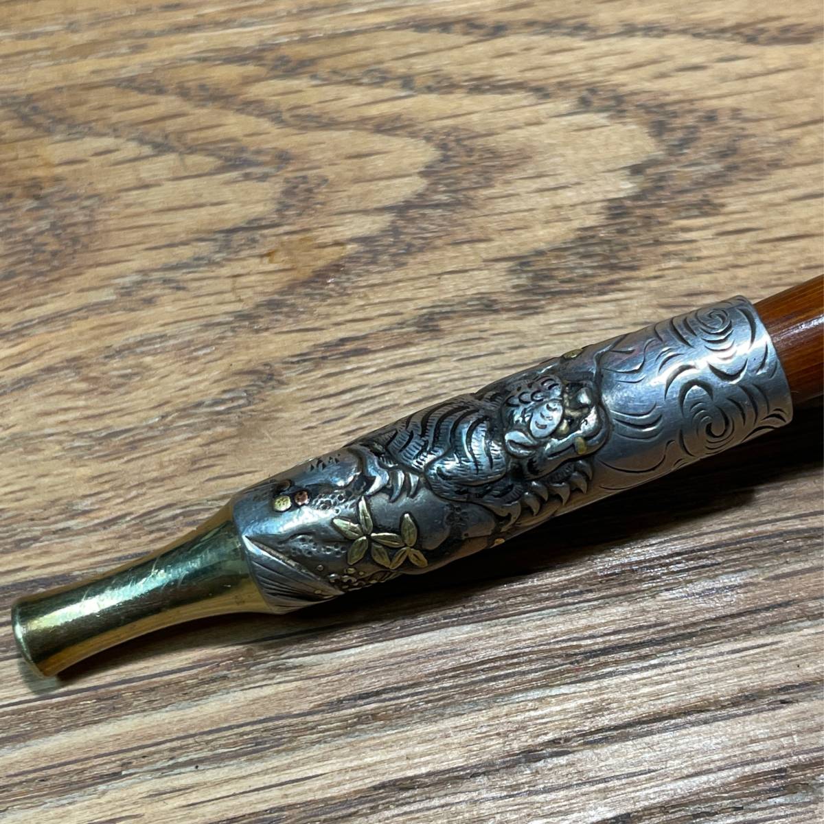 ☆1円〜【希少】 時代 キセル 喫煙具 銀 煙管 龍 煙草入れ キセル入れ 