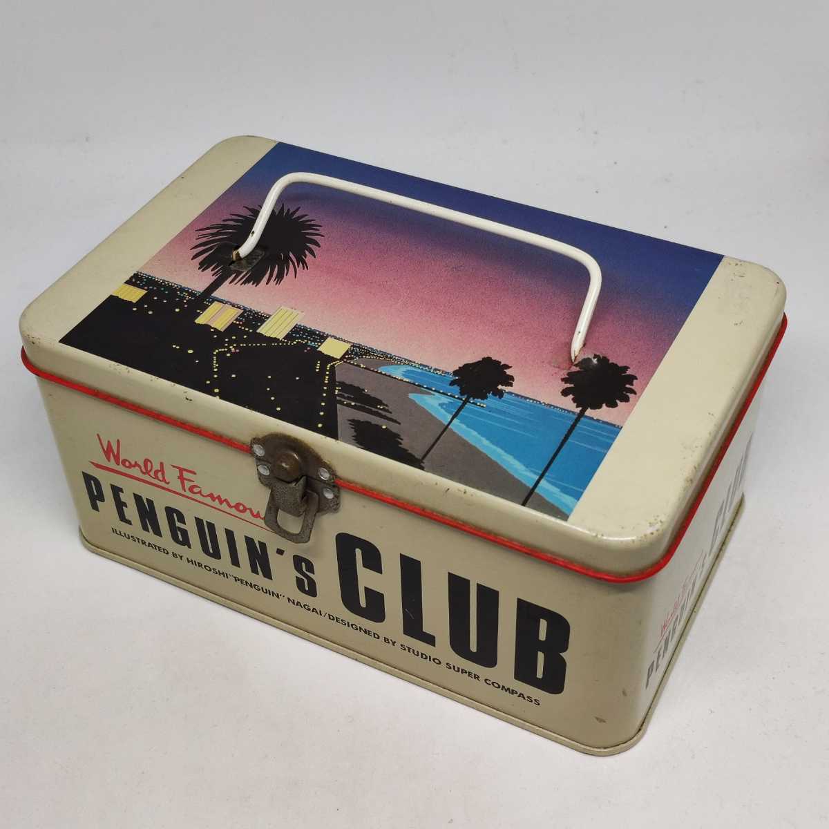 HOT，限定セール 永井博 PENGUIN'S CLUB サンセット イラスト ブリキ 缶 ケース ハンドル付 ミドリ製 1984 STUDIO SUPER COMPASS 当時物 ペンギンズ クラブ(その他)｜売買されたオークション情報、yahooの商品情報をア その他