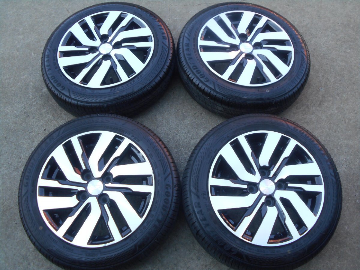 PCD100 ダイハツ純正 ブラポリ 5j/+35 ハブ約54㎜ グッドイヤー EG02 155/65R14 製造22年 約9分山 4本セット! 中古