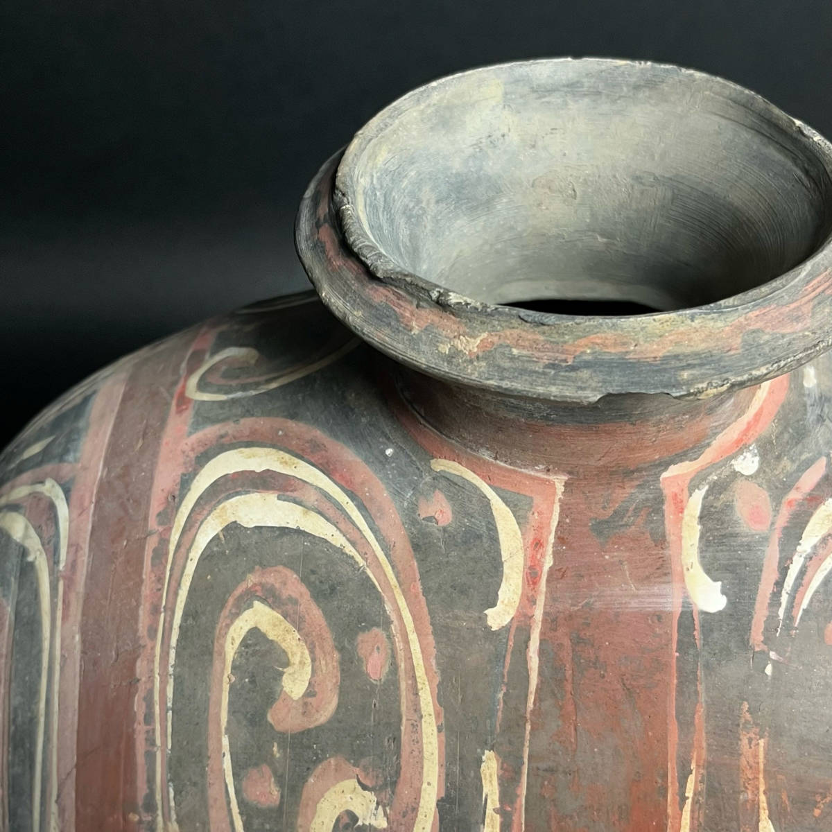 アンダーソン土器 灰陶加彩俵壺 茶紋 模様 発掘 古美術 中国古玩 中国