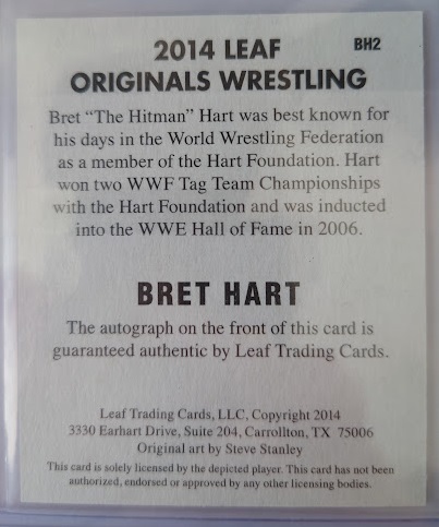 ブレット・ハート 直筆サイン 2014 LEAF ORIGINALS WRESTLING BRET  