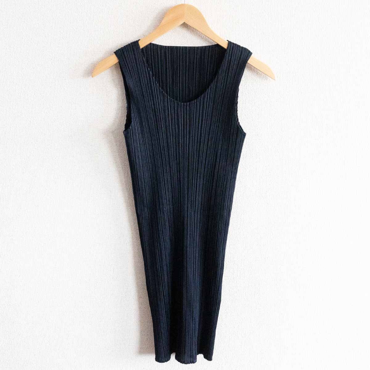 【美品】PLEATS PLEASE【プリーツ チュニック ワンピース】 ネイビー プリーツプリーズ ISSEY MIYAKE 2303192