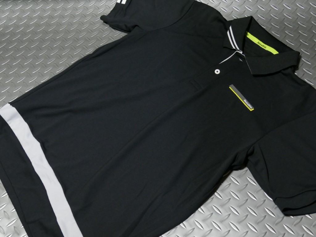 NBW32★春夏★サンプル品★Black＆White★ブラックアンドホワイト★ビッグロゴ半袖ポロシャツ★L/BK