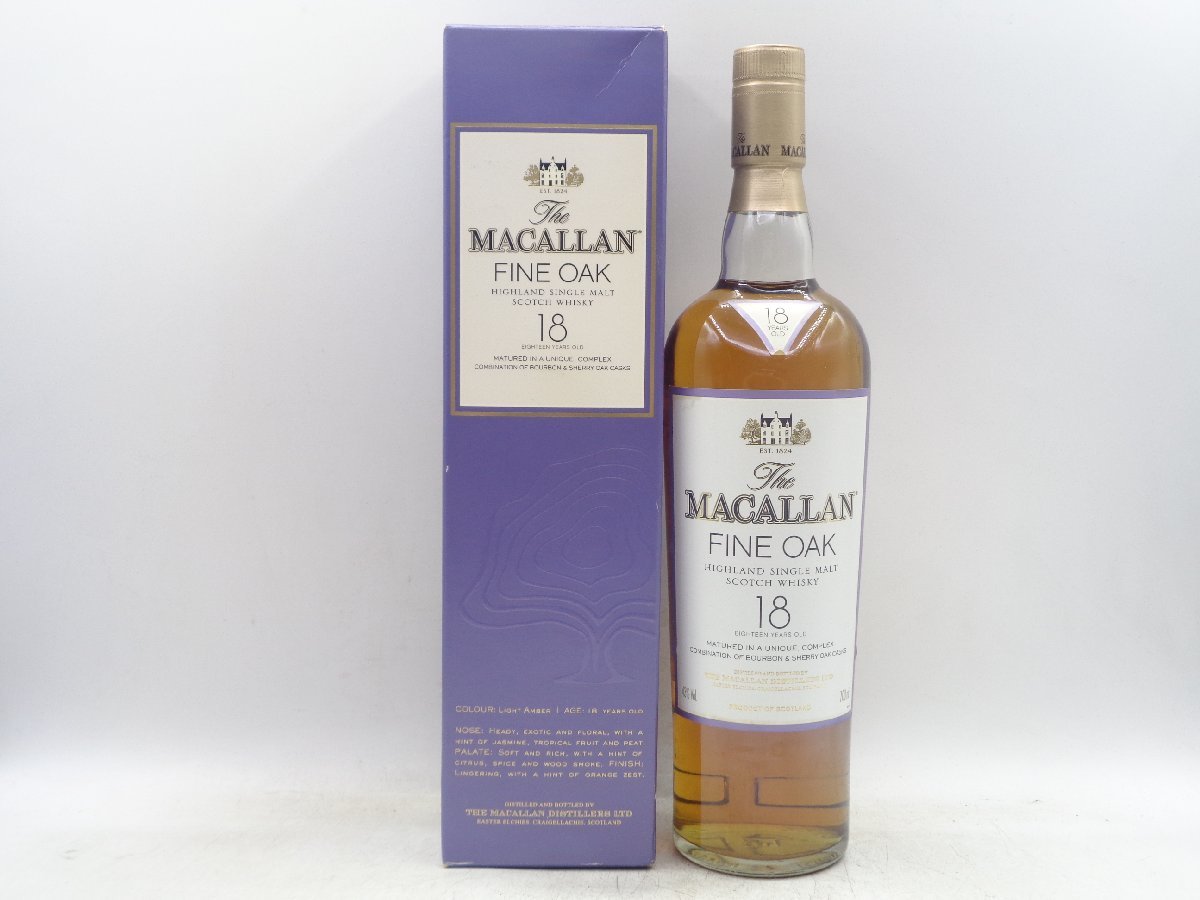 The MACALLAN 18年 FINE OAK ザ マッカラン ファイン オーク スコッチ ウイスキー 700ml 43% 箱入 古酒 未開封 X196374