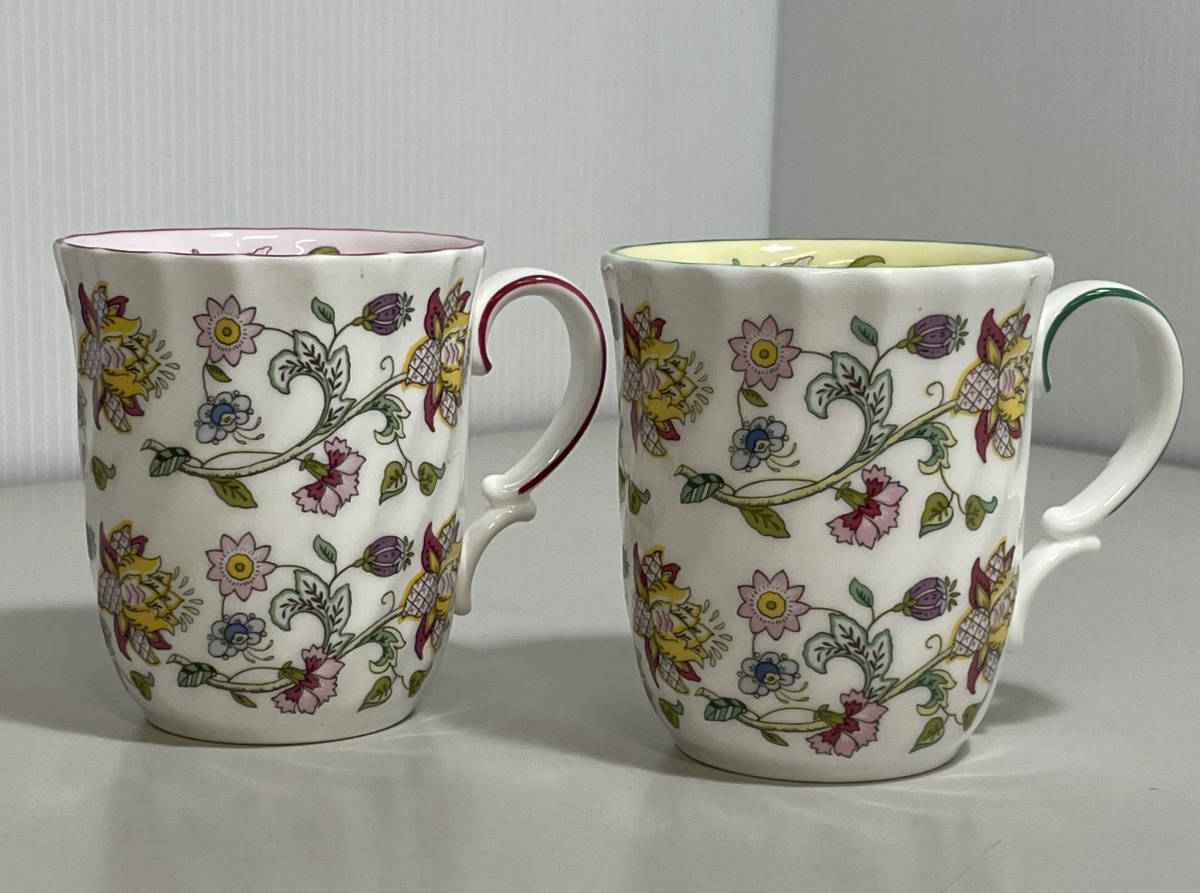 【美品】ヴィンテージ ミントン Minton ハドンホール ピンク＆ブルー ビーカー マグカップ ペアー