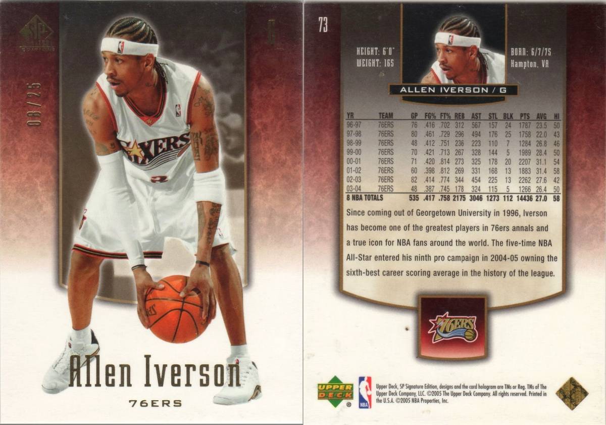 爆買い，人気 2枚セット Allen Iverson 2004-05 SP Signature ED Parallel /25 #73(バスケットボール)｜売買されたオークション情報、yahooの商品情報をアーカイブ公開 - オークファン その他