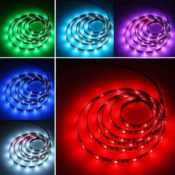 12V用 イルミネーション フルカラ LEDテープライト RGB 5m×2巻 600連 防水 黒ベース 間接照明 リモコン 2分岐ケーブル付き DD08x2_4