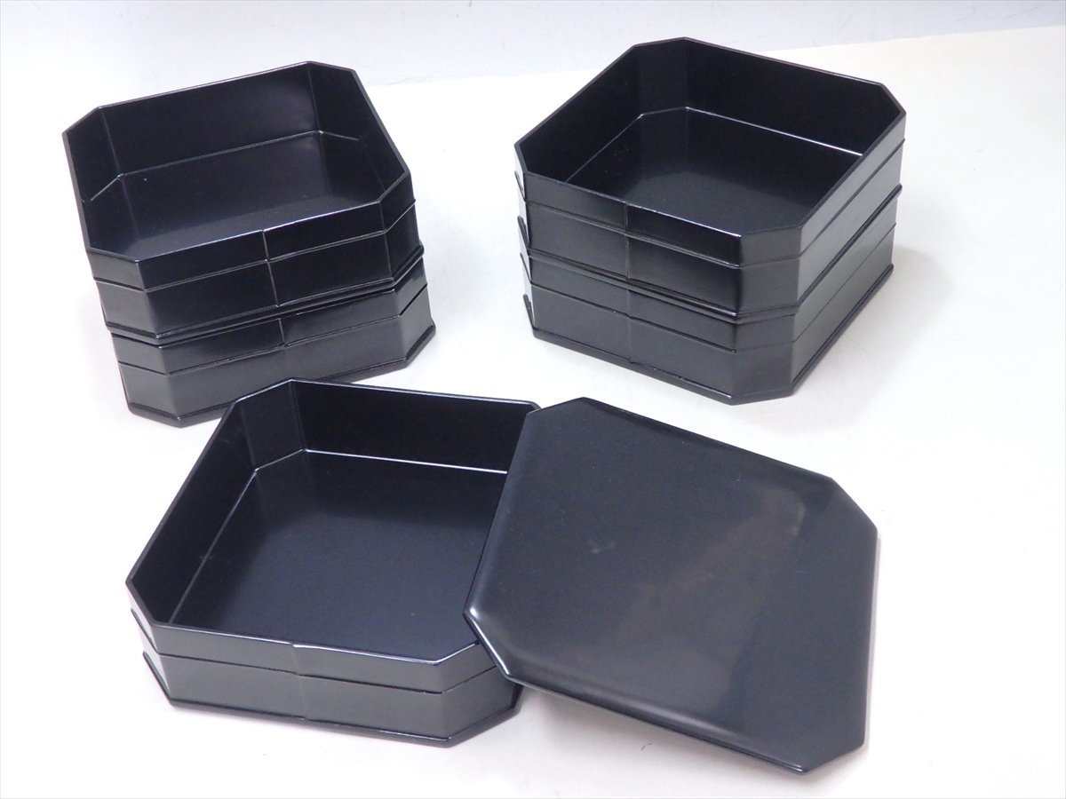 ☆塗師 表渓作【真塗縁高重 五段 共箱】木製漆器 サイズ：16.8cm角 高 