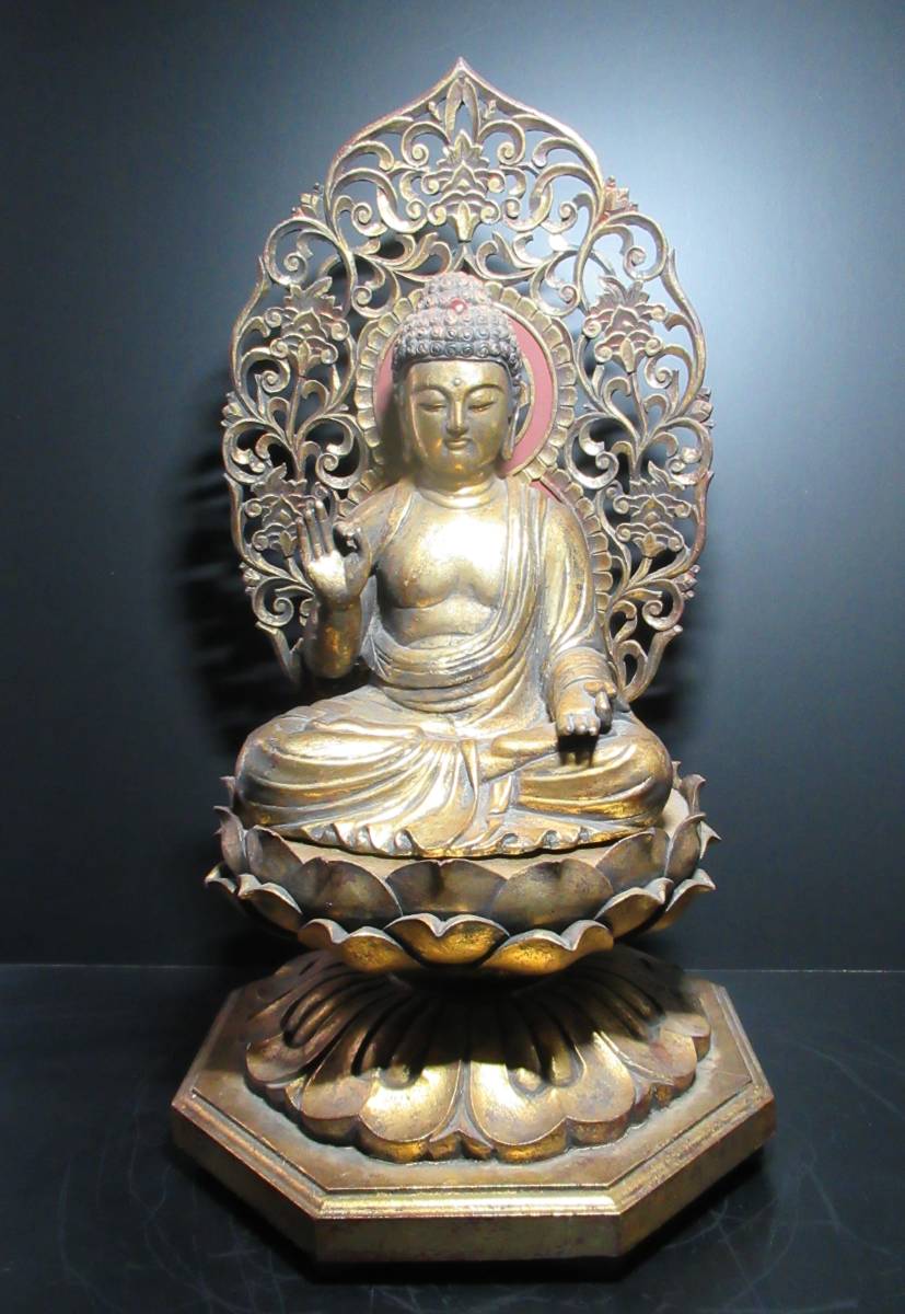 古美術 仏教美術 時代木彫 阿弥陀如来坐像 仏像 極上品 初だし品5527