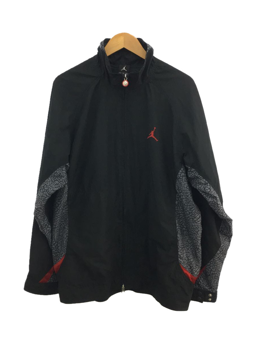 NIKE◆ジャケット/XL/ポリエステル/BLK/AIR JORDAN/フルジップジャケット/背面ロゴ剥れ