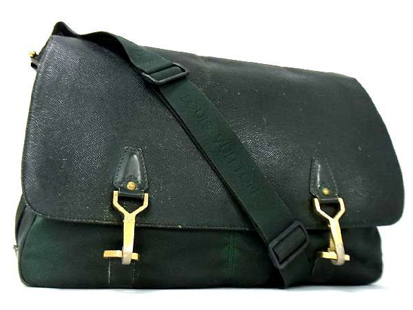 LOUIS VUITTON タイガ メッセンジャーバッグ 斜め掛け レザー 1円