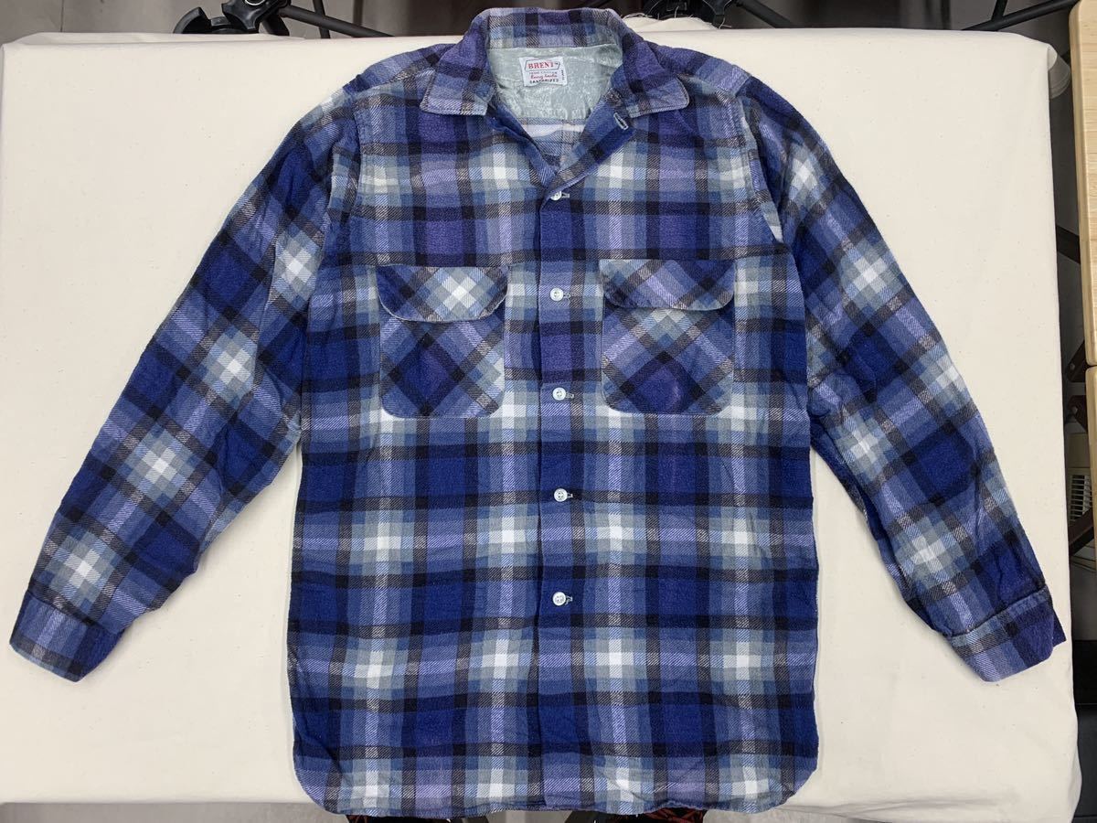 60S ブレント マチ付きプリントフランネルシャツチェック柄 ビンテージ オリジナル（カートコバーン ビッグヤンク ペニーズ ビッグマック）