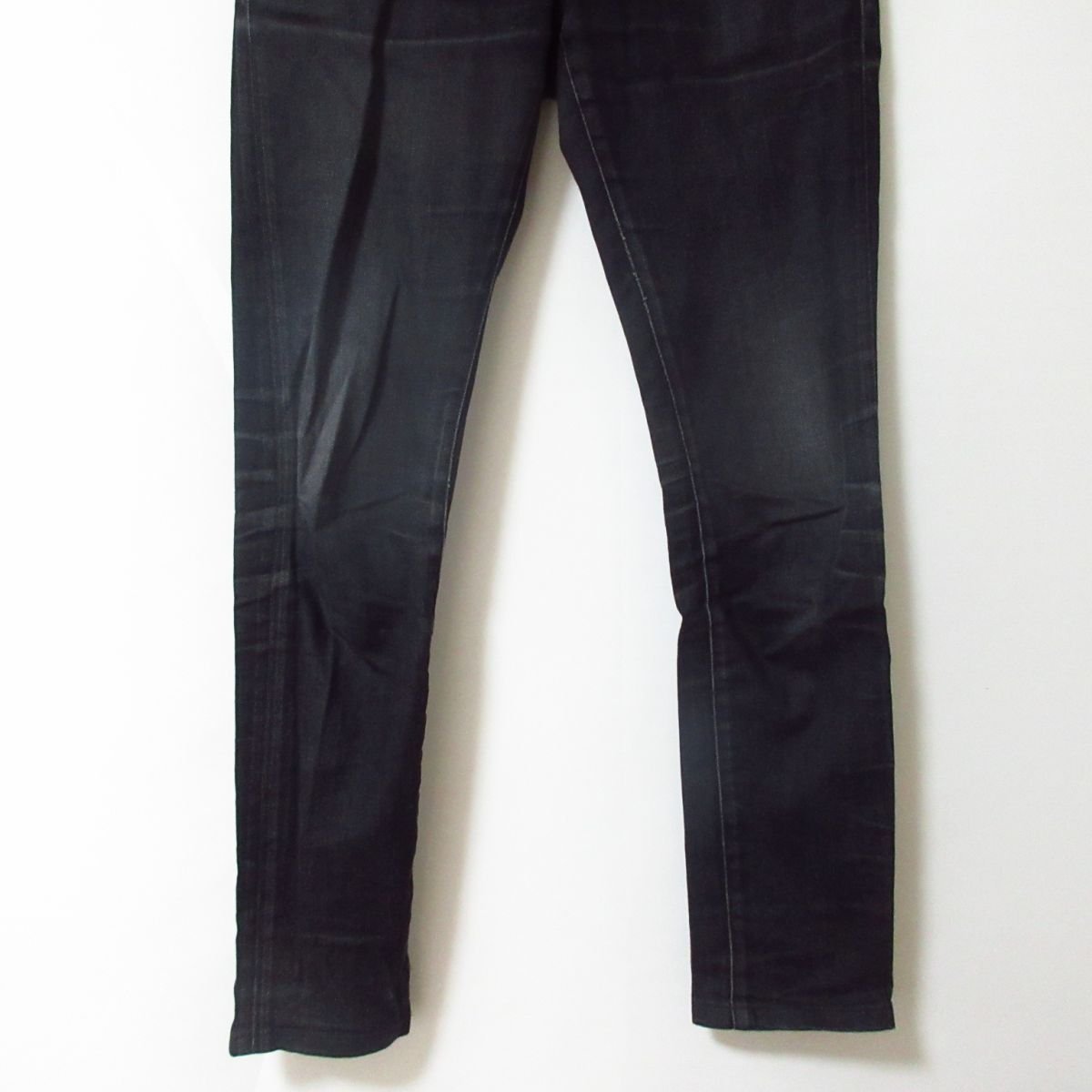 美品 SAINT LAURENT PARIS サンローランパリ 2019年モデル USED加工 ストレッチ スキニー デニムパンツ ジーンズ W27 黒 ブラック 035