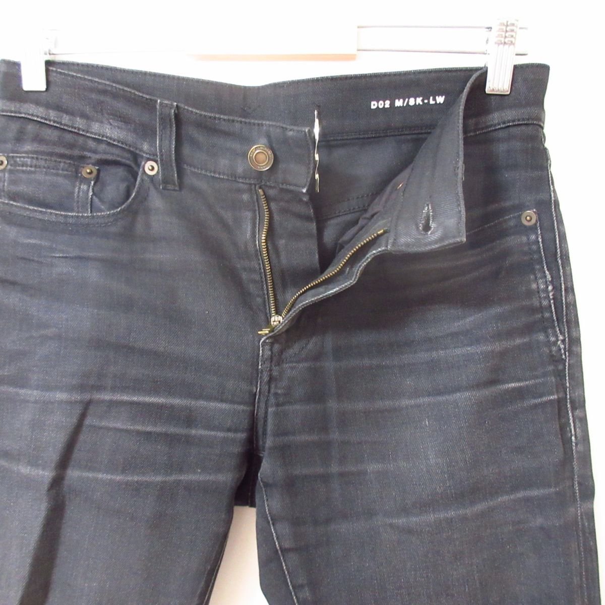 美品 SAINT LAURENT PARIS サンローランパリ 2019年モデル USED加工 ストレッチ スキニー デニムパンツ ジーンズ W27 黒 ブラック 035