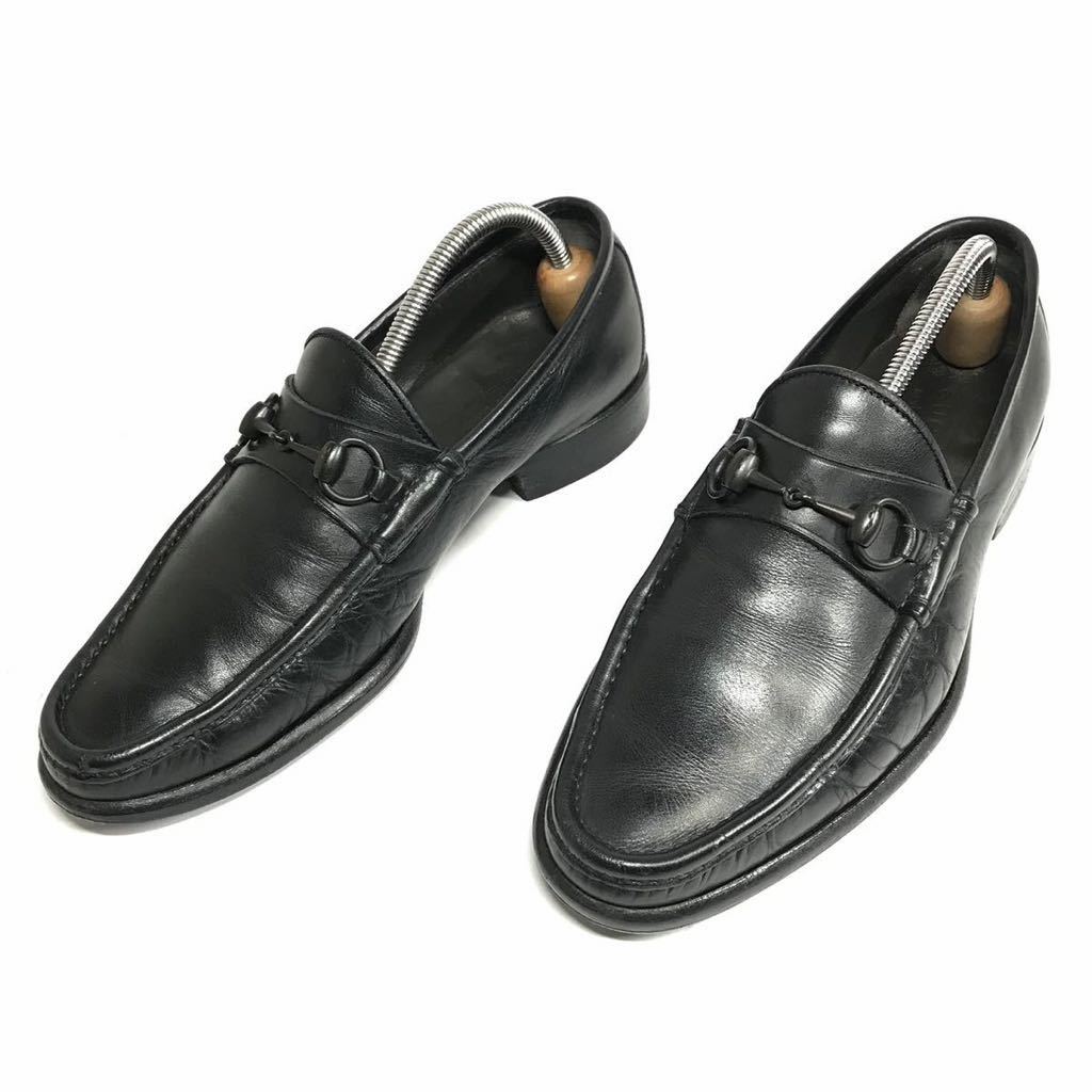 グッチ】本物 GUCCI 靴 26cm 黒 ホースビット ビットローファー