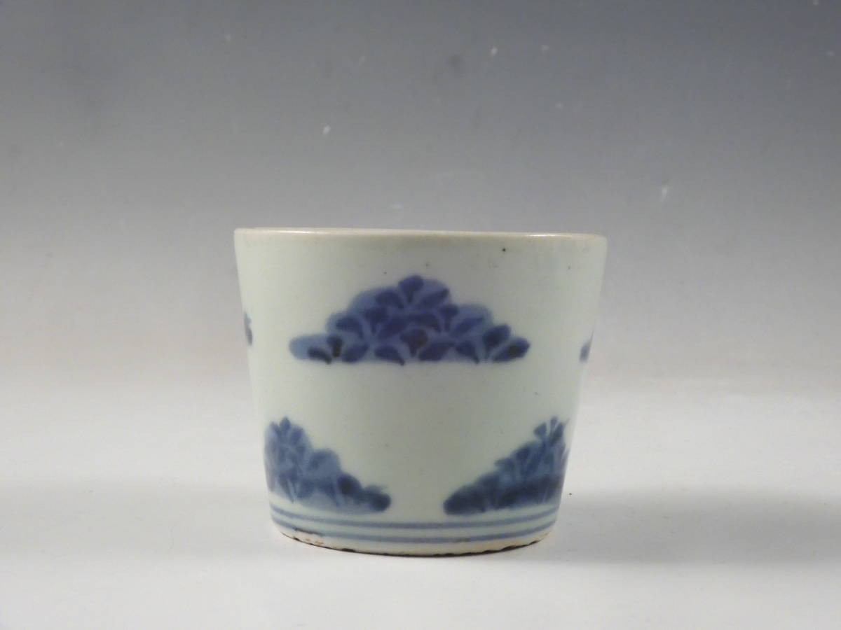 ☆栄☆古伊万里 染付 葉文 蕎麦猪口 江戸期 40kw101