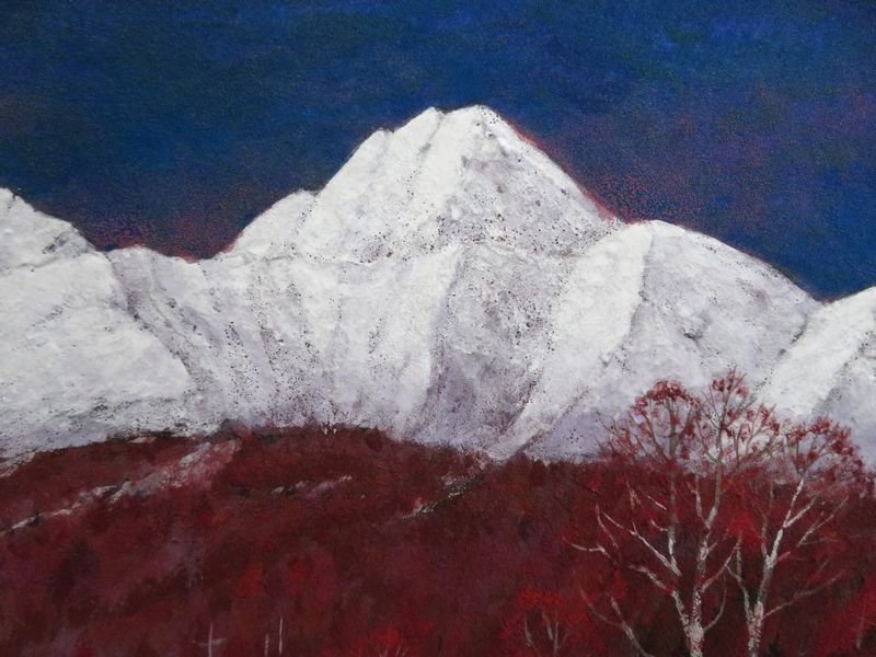 □日本画□ 桝田靖夫『磐梯山』P10号 山岳 湖 風景画【師・伊東深水 日
