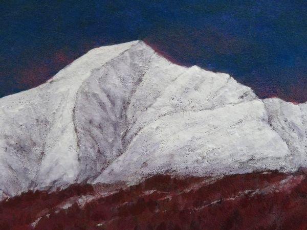 □日本画□ 桝田靖夫『磐梯山』P10号 山岳 湖 風景画【師・伊東深水 日
