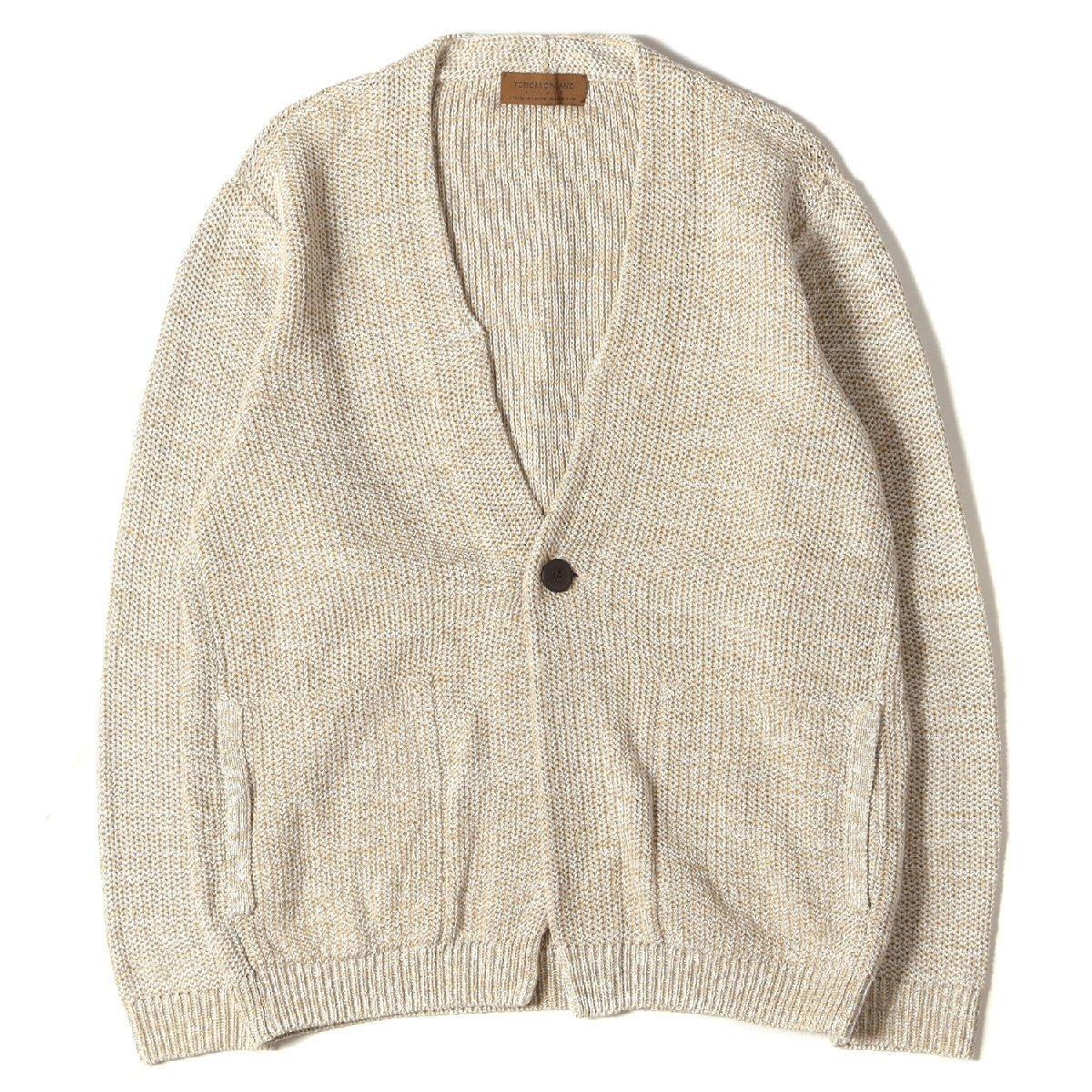 美品 TOMORROWLAND トゥモローランド カーディガン メランジ コットン リネン ニットカーディガン 61-02-21-02006 tricot 22SS ベージュ M