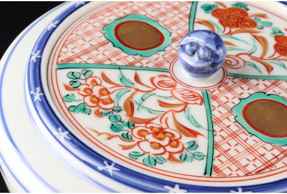 S642 水指 『染付竹』『押小路焼』『庄左衛門造』 共箱 茶道具