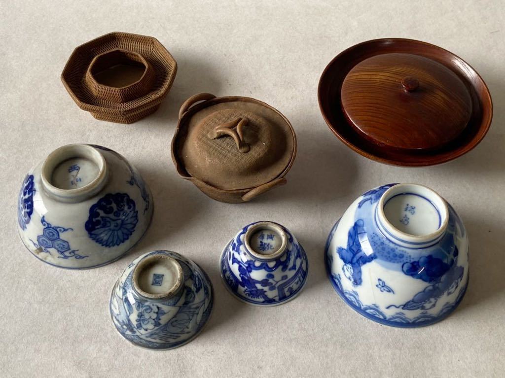 朝鮮美術 李朝 染付小壺 約10cm 青花 花瓶 白磁 高麗 秋草 古玩 23.9