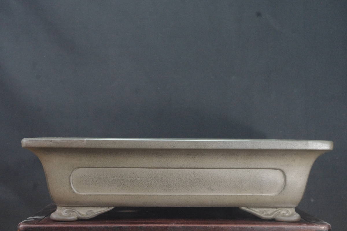 ★盆栽日和★　和鉢 【永楽】 外縁額面雲足長方鉢　46.5㎝　