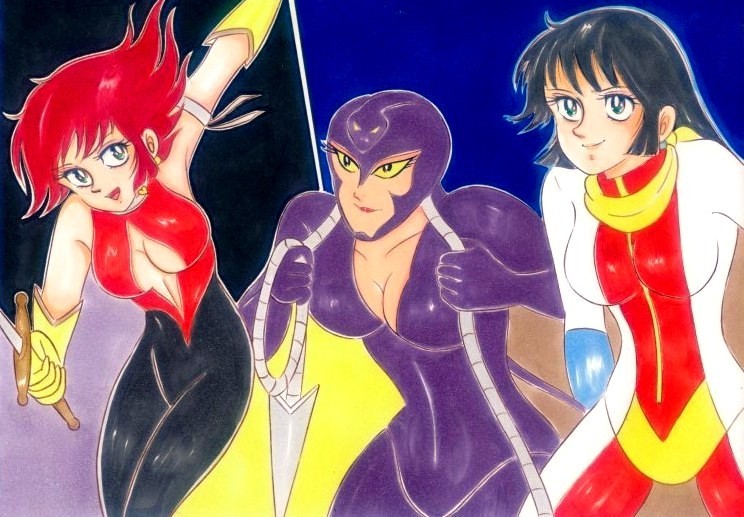 ★手描きイラスト★ 初代 キューティーハニー ★ハリケーンハニー＆キューティーハニー＆スネークパンサー★コピック★B ５★ケント紙★